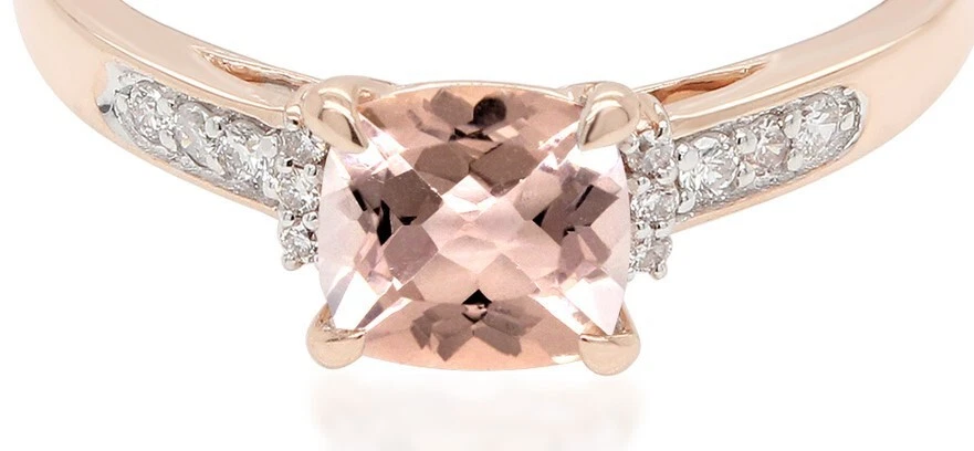 Морганит 6 мм подушка 10k розовое золото 0,28 карат бриллиант акценты - S4.5 Zales кольцо коробка - Изображение 2 из 4
