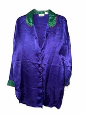Vintage VICTORIA  S SECRET Gold Label Purple Sleep Gown Shirt Medium/Large Y2K