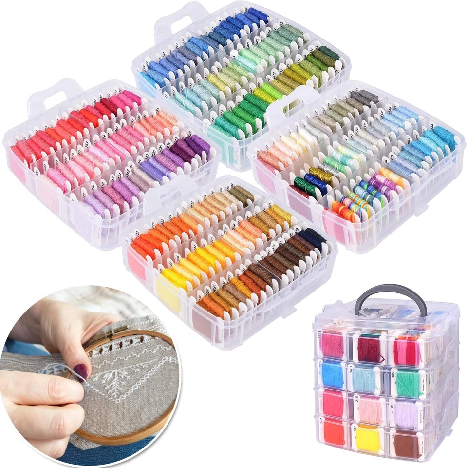 ANSHINE 1077 Embroidery Thread Kit 4-Tier Storage includ 230 Skeins Cross Stitch - image 2 of 4