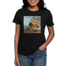 CafePress Sunflowers Kitten Women's Dark T Shirt Womens T-Shirt 84564427