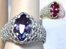 Color Change Lab Alexandrite Size 7 Ring 925 Sterling Silver Weave USA Made