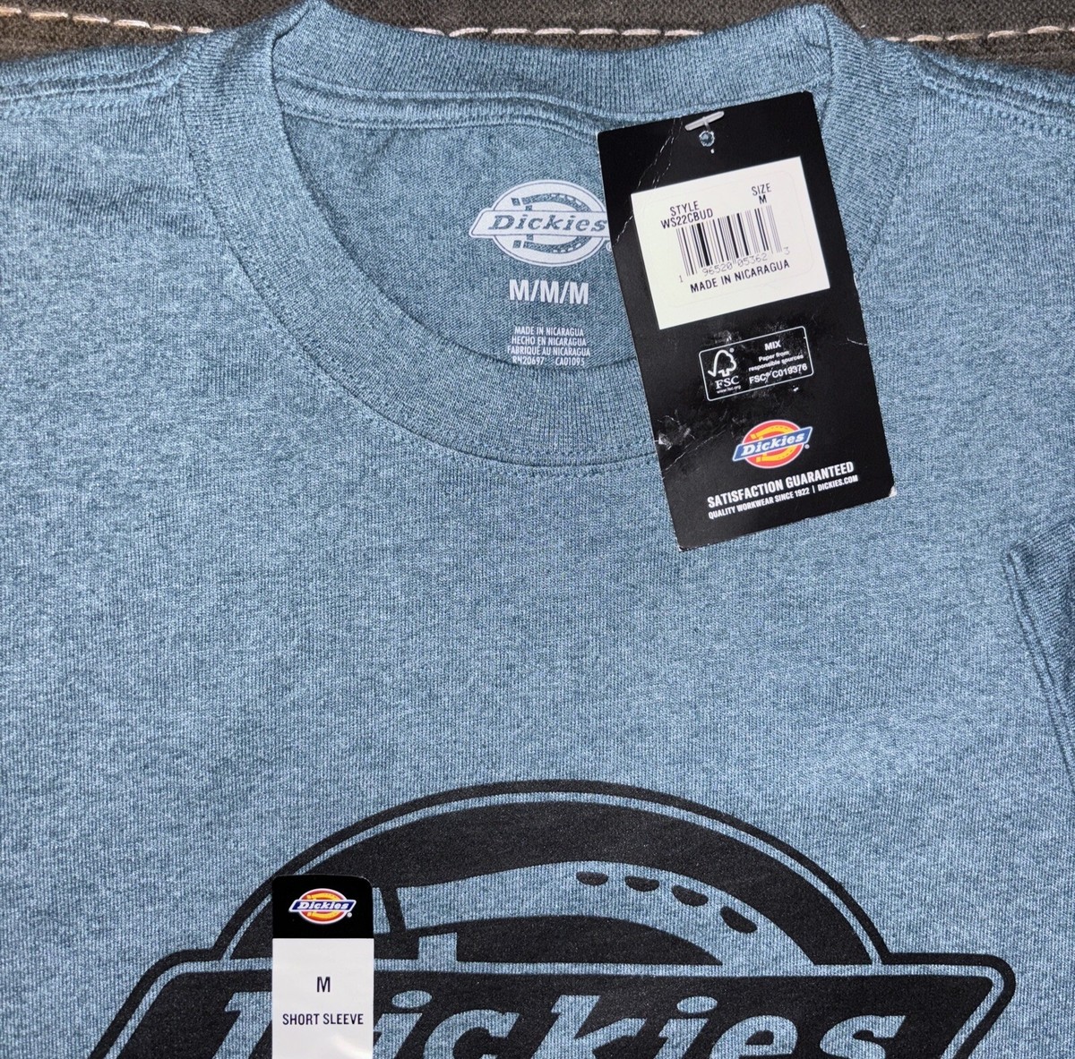あう Dickies Men's Short Sleeve Heavyweight Logo T-Shirt Baltic Blue
