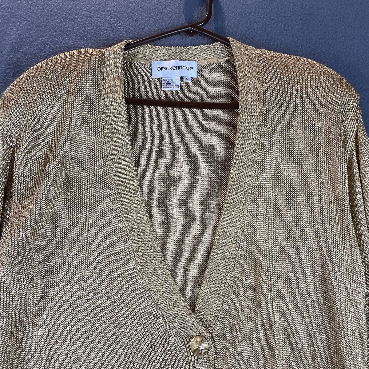 VTG Breckenridge Cardigan Sz M NWT Gold Sparkle Metallic