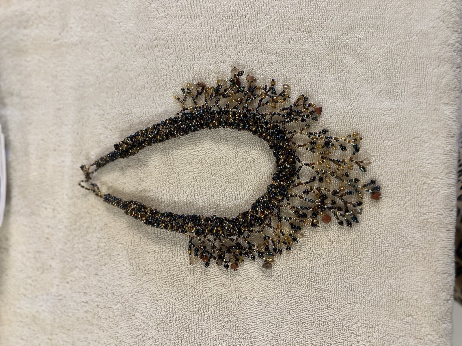 Designer Statement Necklace Multi Colored Seed Be… - image 2