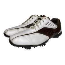 FootJoy Mens Street NE Leather Golf Spikes Shoes White Brown 56460 Size 9.5 M