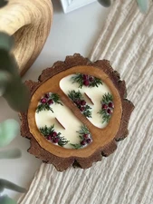 Rustic Wooden Soy Candle with Bark – Handmade Eco Gift, Scented & Long-Burning