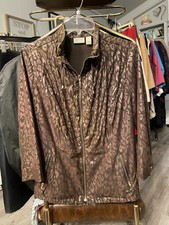 Chico  s Zenergy Women's Jacket Animal Print Leopard Light Jogging Running 1 M 