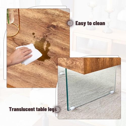 Natural Style MDF Coffee Table - 39.3"x21.6" with Tempered Glass Legs.Density - Picture 7 of 72