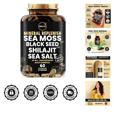 Sea Moss and Black Seed Capsules with Trace Minerals, D3 & K2 - 60 Count