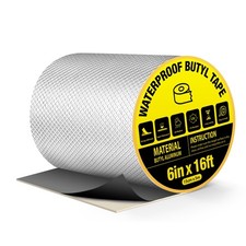 Waterproof Butyl Tape 6" W X 16ft L, Strong Self-Adhesive Aluminum Butyl Seal...