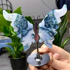 82G Natural Moss Agate crystal hand carved butterfly wing