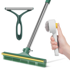3 in 1 Carpet Rake for Pet Hair Removal, 60  Long Handle Heavy-Duty Hair removal