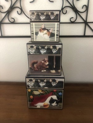 Bob s Boxes Set Of 3 Nesting Boxes With Cats Fall Halloween Christmas 