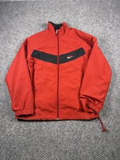 Nike Jacket Mens Large Red Windbreaker Full Zip Colorblock Swoosh Logo Athletic