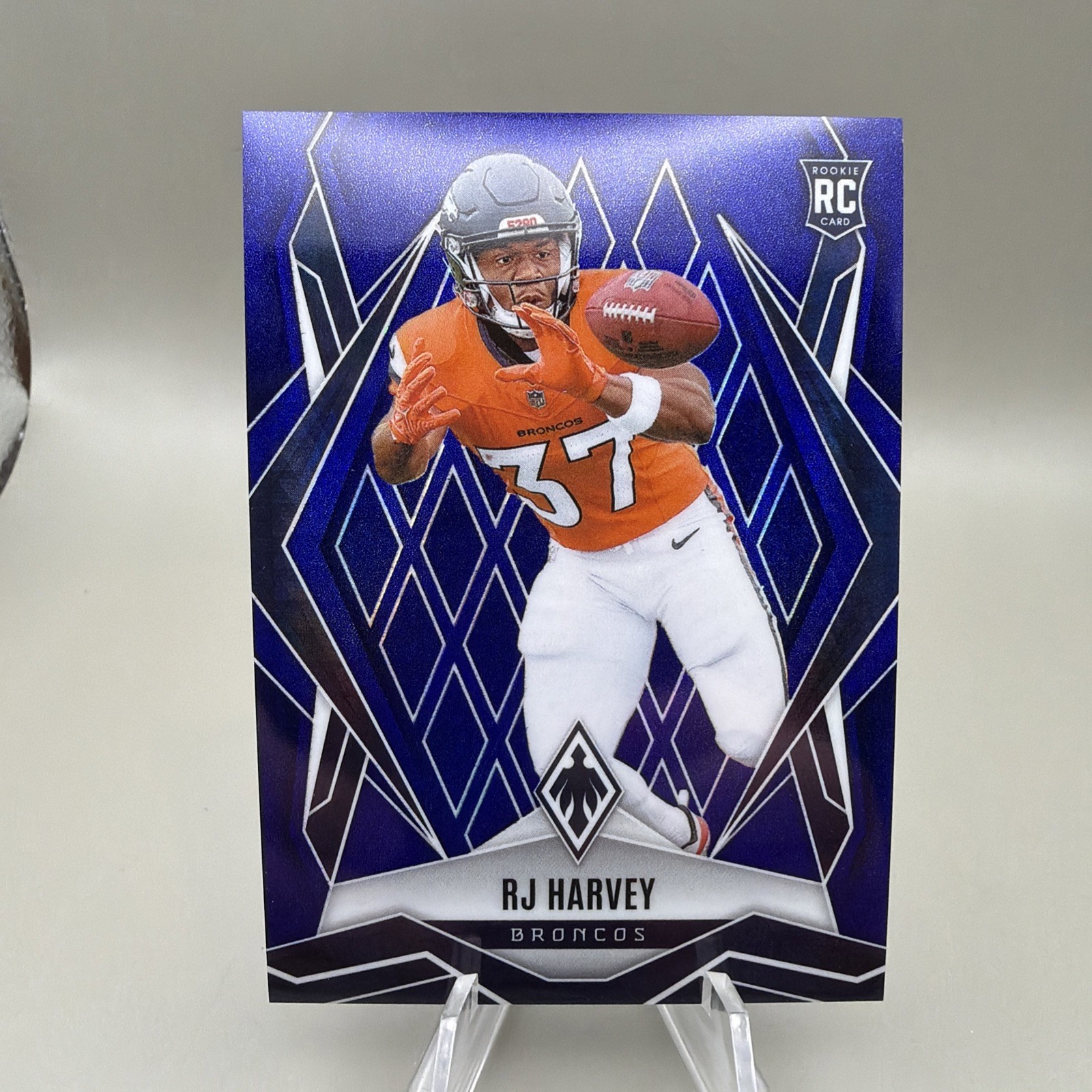 2025 Panini Phoenix Rj Harvey Blue Hyper #/199 Broncos Rc #176