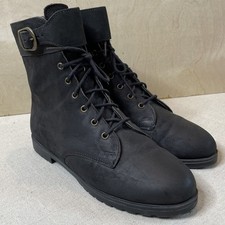 Vintage Eddie Bauer Combat Boots Womens 8 Black Leather Military Made In USA