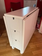 White IKEA Norden Gateleg Folding Table with Drawers, Good Condition