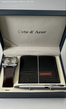 Cote d' Azur 3 Piece Gift Set Men's Quartz Watch Wallet and Pen Set in Box