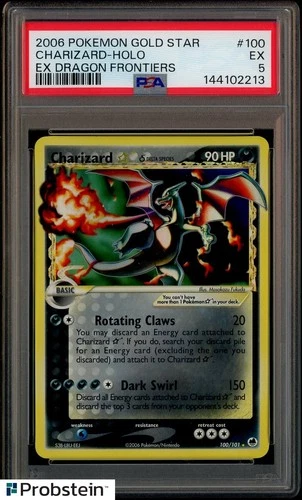2006 Pokemon Gold Star EX Dragon Frontiers #100 Charizard Holo PSA 5 EX