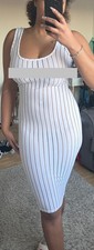 Missguided Stripe Mesh White Dress