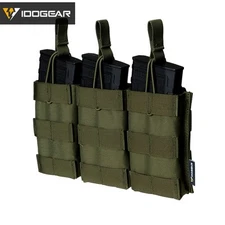 IDOGEAR Tactical 5.56 .223 Mag Pouch MOLLE Triple Modular Open Mag Carrier Gear