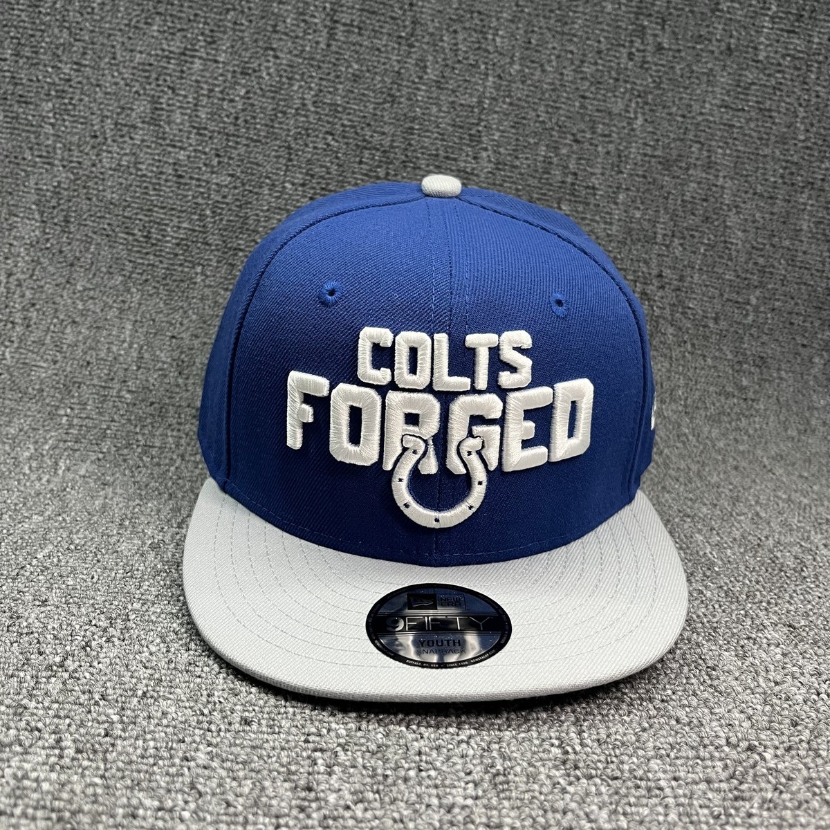 New Era Indianapolis Colts 2018 NFL Draft 9FIFTY Youth Snapback Hat Blue Grey