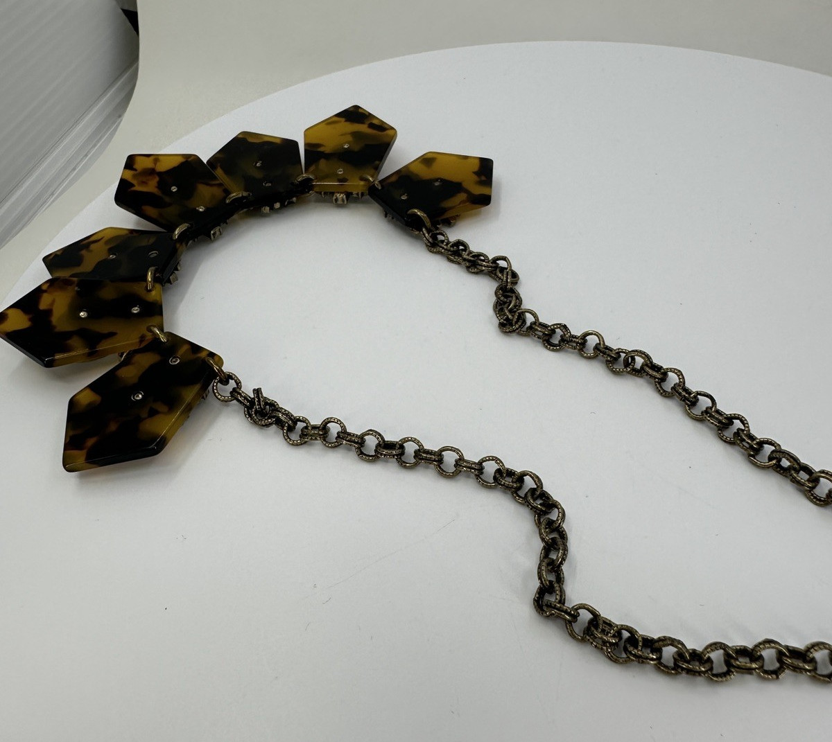 Loft Tortoiseshell White Rhinestone Statement Nec… - image 6