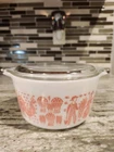 Pyrex 473 Amish Pink Butterprint Casserole Dish 1 Quart w/Lid 470C,RARE,VTG,Nice