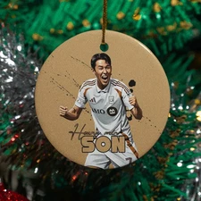 Son Heung-min-Inspired #7 Ceramic Christmas Ornament - LA Fans Tribute Keepsake