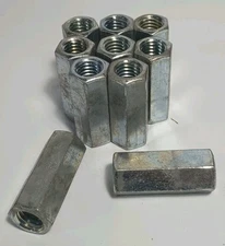 (Qty 10)  1/2"-13 x 1-3/4" Steel Coupling Nuts Zinc  Coarse Thread