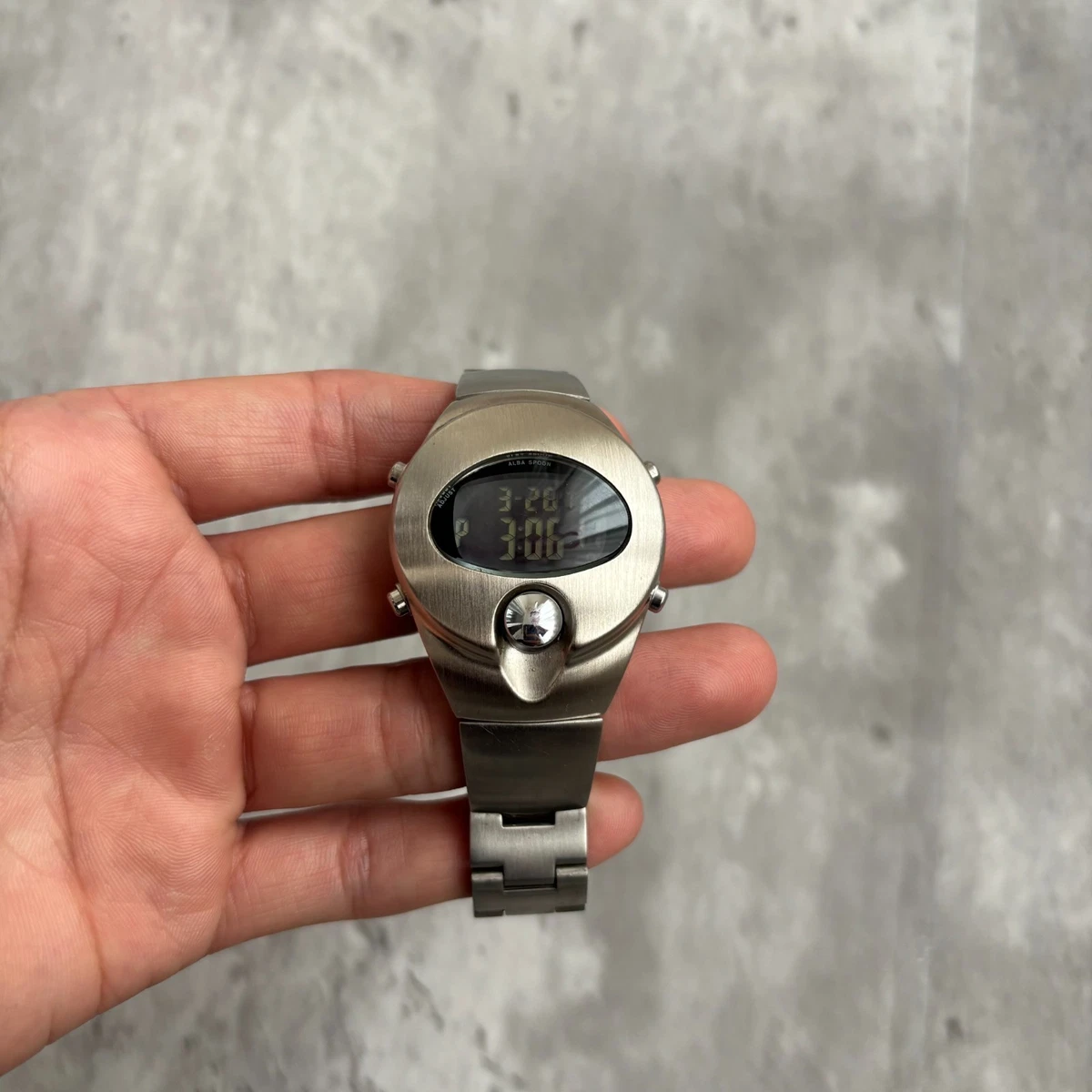 電池交換済 SEIKO ALBA SPOON 腕時計 90s Vintage 90s SEIKO ALBA SPOON Digital Watch Silver Y2K Rare Japan