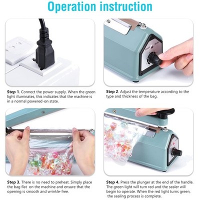 8 Inch Impulse Sealer Machine - Manual Plastic Bag Sealer