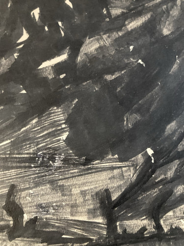 Très belle Peinture Gouache Papier 1950 Art Encre Montagne À Identifier Ancien - Photo 5/9