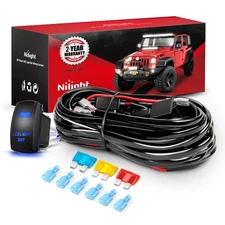 Nilight 14AWG LED Light Bar Wiring Harness Kit on Off 5Pin Rocker Switch 3 Leads