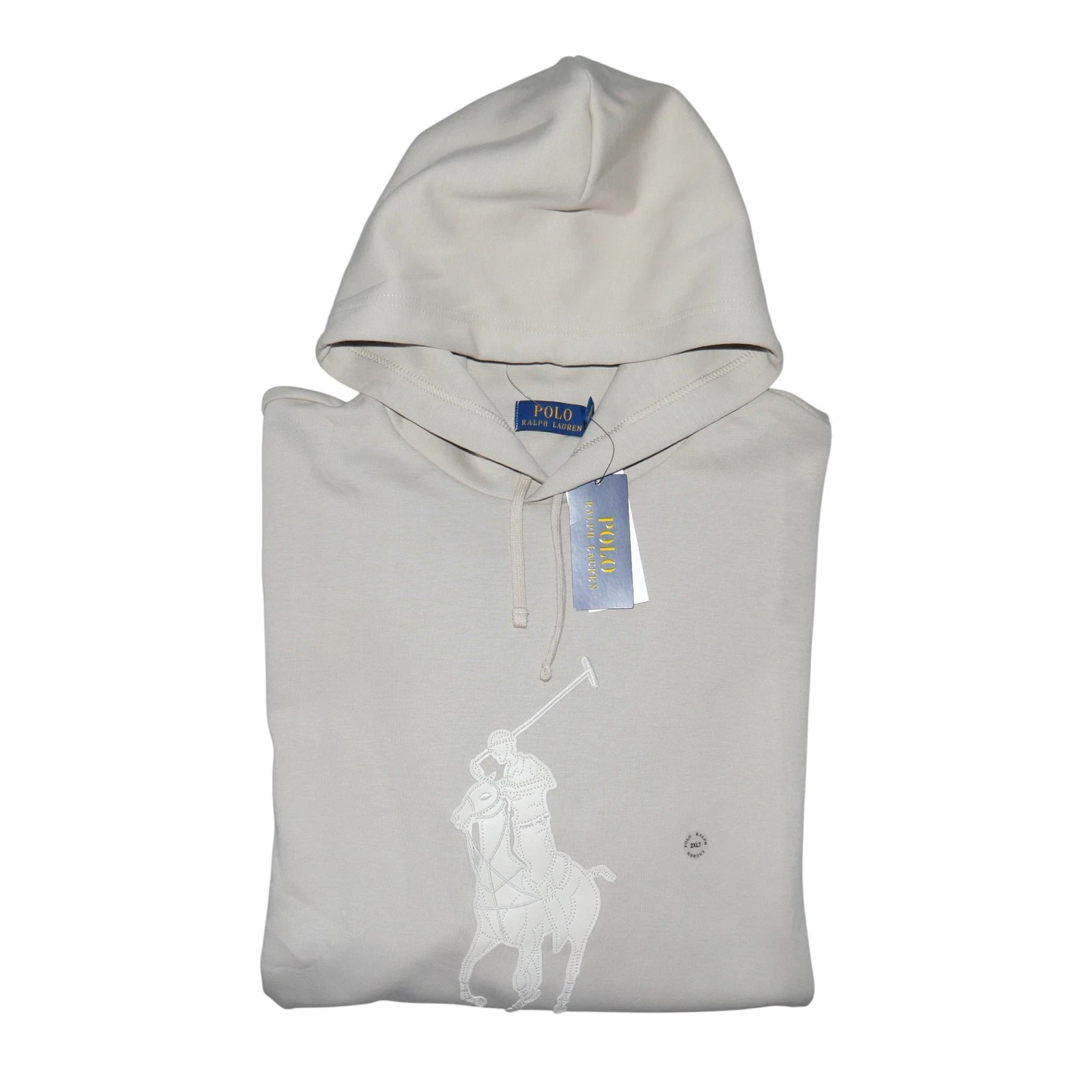 Polo Ralph Lauren Double Knit Hoodie Mens Size 2XLT Neutral Beige Monotone NWT