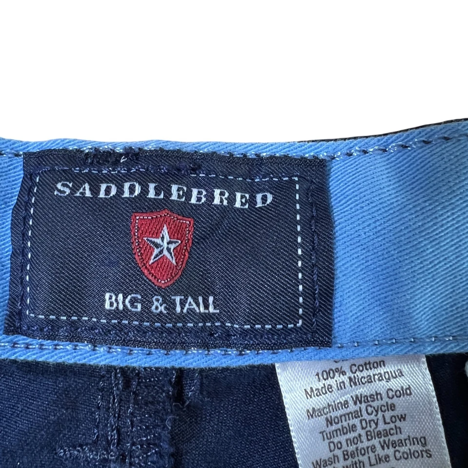 Pantalones Cortos Chinos Plisados Saddlebred Para Hombres 10" Talla 52 Harbor Azul Marino Bolsillo Celular Nuevos con Etiquetas Foto 4 de 4