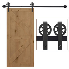 Sliding Barn Door Hardware Kit Frost Black 6.6ft Heavy-Duty Carbon Steel 200cm!