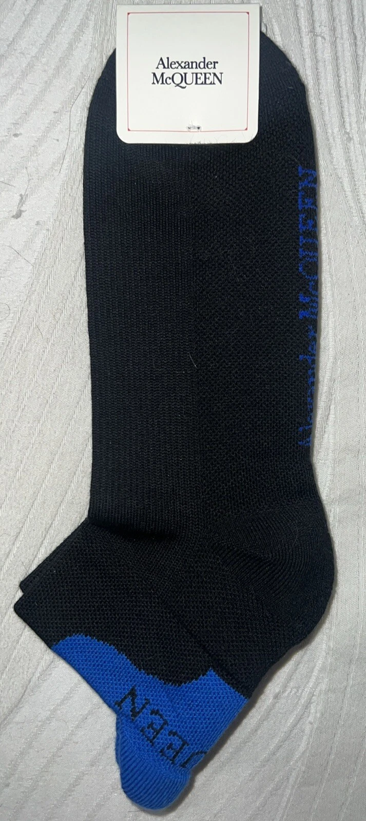 Alexander McQueen Men’s Ankle Socks Medium 11 NWT Black Blue $110