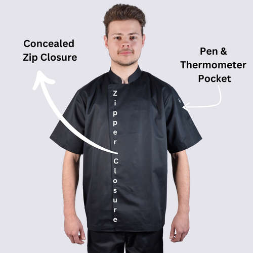 Unisex Zipper Chef Jacket - See Handy Chef Store for Chef Pants, Aprons, Hats - Picture 2 of 4