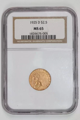 1925-D $2.5 GOLD INDIAN QUARTER EAGLE NGC MS65