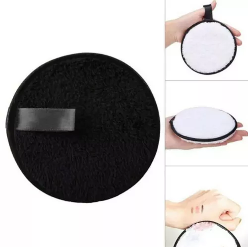 3pcs Reusable Microfiber Cloth Pads Makeup Remover Puff Face With Wash Bag