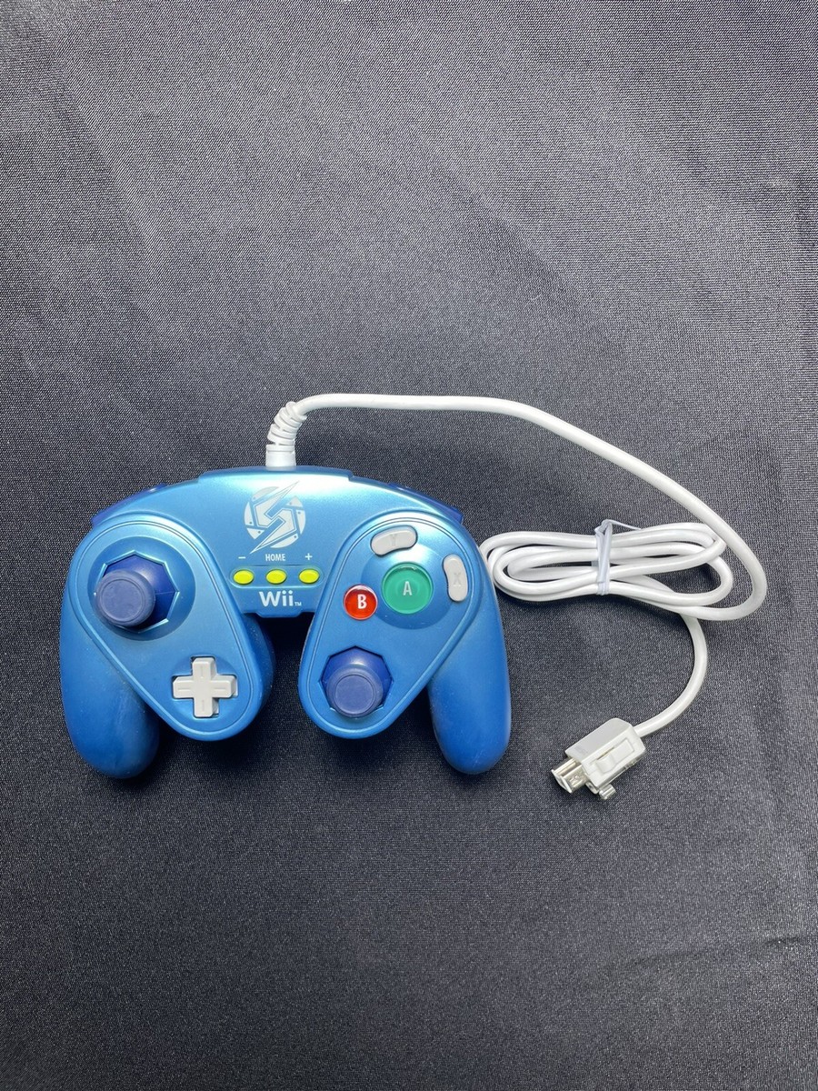 Samus Metroid GameCube Style Wii Controller Blue Fight Pad Smash