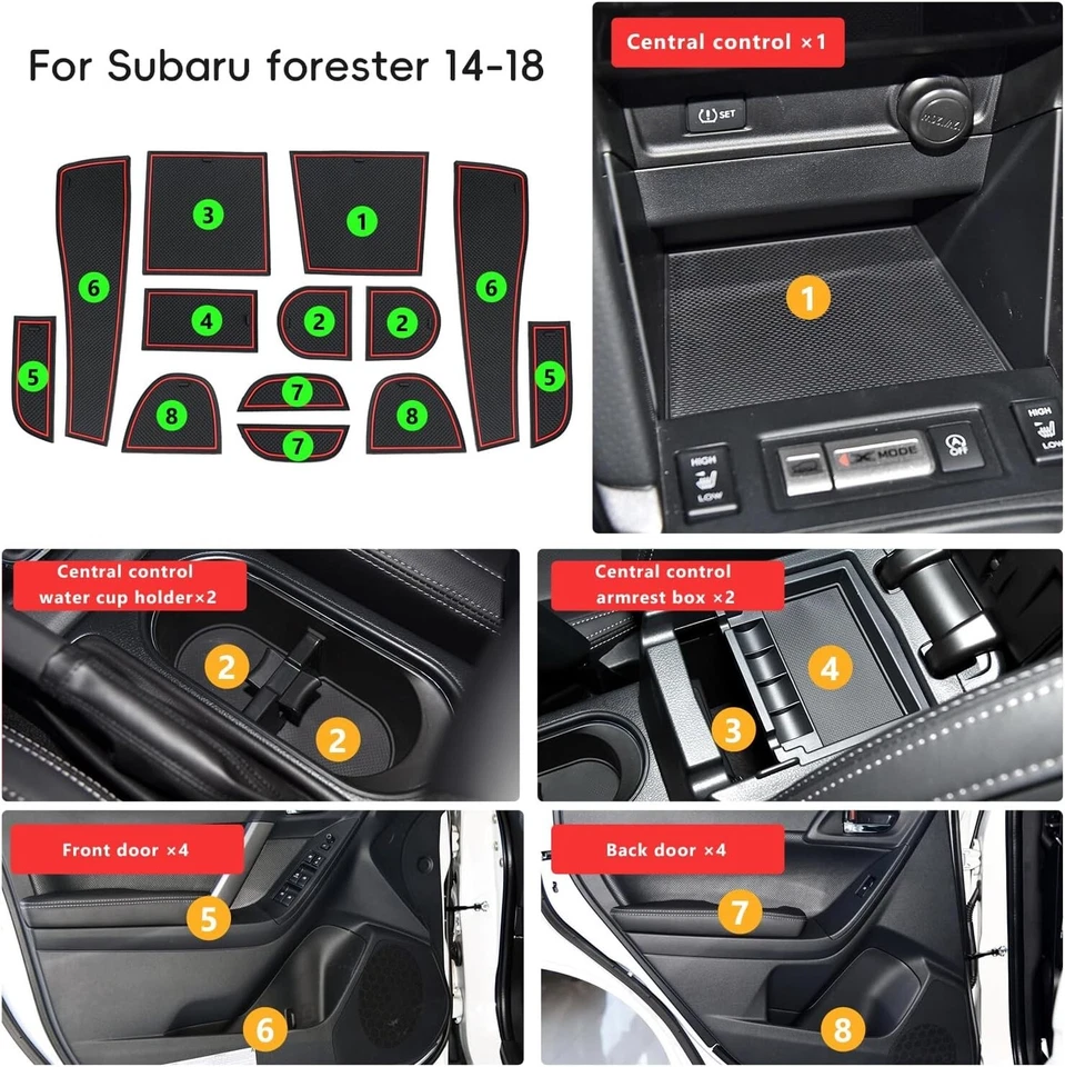 Alfombrillas antipolvo Auovo para accesorios Subaru Forester 2014-2018 posavasos interiores Foto 3 de 4