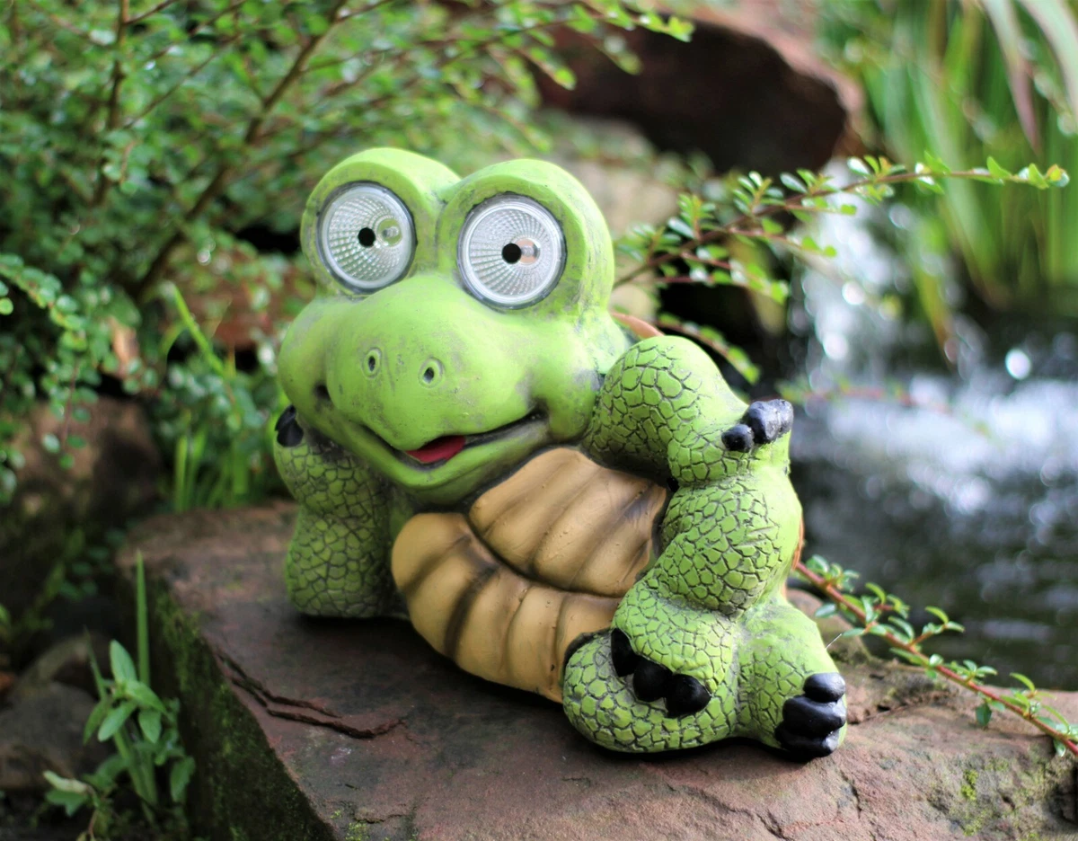 Solar powered garden turtle deals