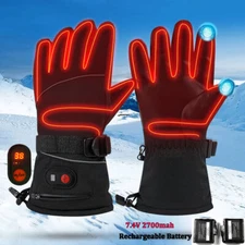Electric Heated Gloves Rechargeable Battery Hand Warm Windproof Thermal Winter