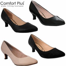 COMFORT PLUS LADIES KITTEN HEEL WOMENS CASUAL FORMAL WIDE FITTING LOW COURT SHOE