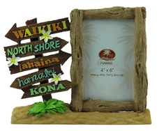 Hawaiian Picture Photo Frame Poly Resin 4"x6" Aloha Hawaii Beach Islands Signs N