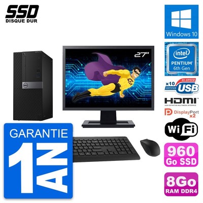 PC tour DELL 7040 Bildschirm 27 '' Intel G4400 RAM 8Go SSD 960Go HDMI Windows 10