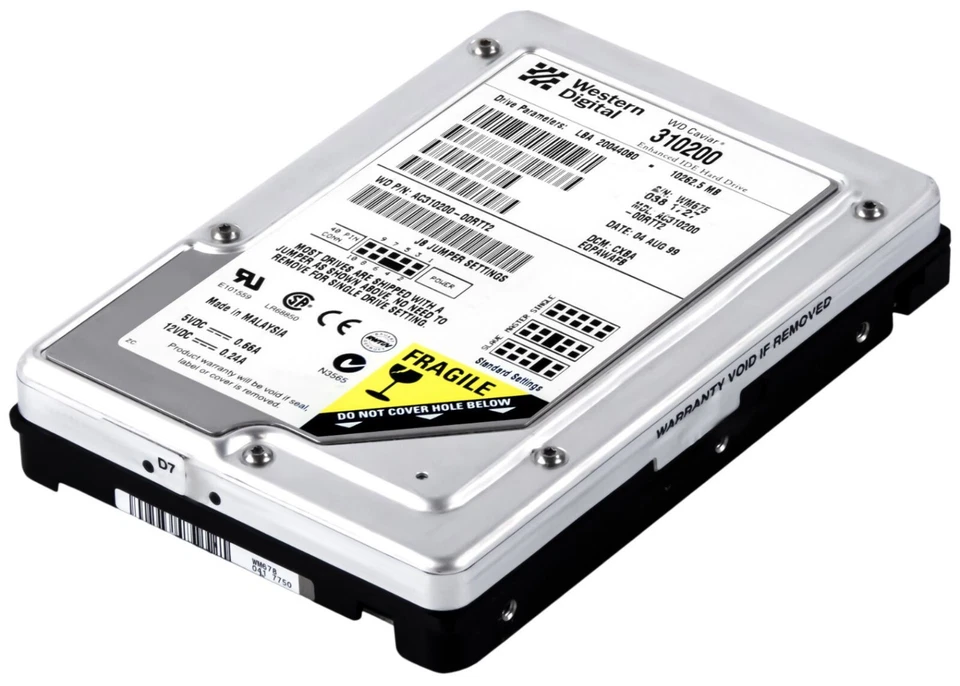 Hard Drive WD Caviar 310200 AC310200-00RTT2 10GB 5400U/Min Ata 512KB 3.5'' Inch - Image 2 of 3