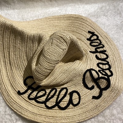 Melrose and Market Floppy Straw Hat NWOT Melrose & Market Womens One Size Beige Hat Hello  main image 4